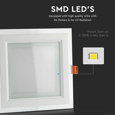 18W LED Panel Downlight Glass - Square  4000K