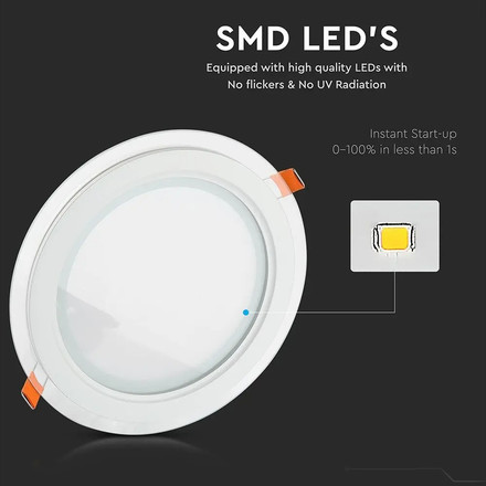 18W LED Panel Downlight Glass - Round  4000K