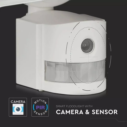 LED Прожектор с камера и сензор с WIFI 18W 6000К  Бяло Тяло SKU 5745 V-TAC