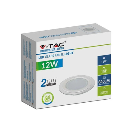 SKU 6279 12W LED Панел Стъклено Тяло - Кръгъл Модул 4000K с марка V-TAC