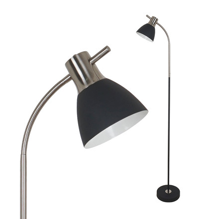 Floor Lamp E27 60W Sand Black + Satin Nickel 