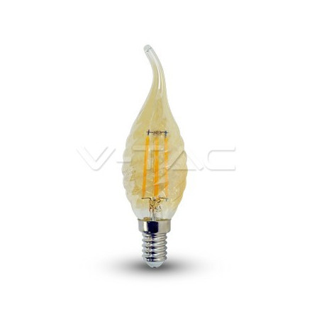 LED Bulb - 4W Filament  E14 Candle Tail Amber Cover 2700K 