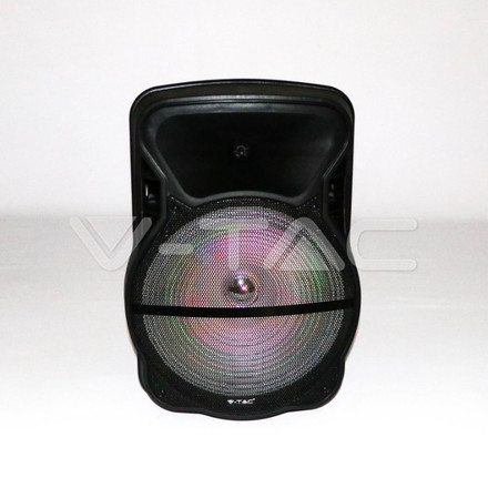 50W Rechargeable Trolley Speaker With One Wireless + One Wired Microphone RF Control RGB 15 inch