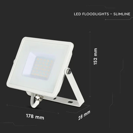 SKU 21404 30W LED Floodlight SMD SAMSUNG CHIP G2 White Body 4000K V-TAC