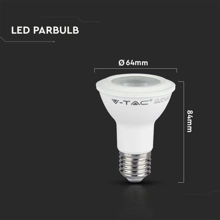 LED Bulb - SAMSUNG CHIP 5.8W E27 PAR20  Plastic 6400K