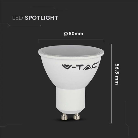 LED Крушка GU10 4.5W 3000K 110° SMD Пластик SKU 211685 V-TAC