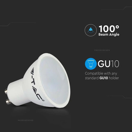 LED Крушка GU10 4.5W 3000K 110° SMD Пластик SKU 211685 V-TAC