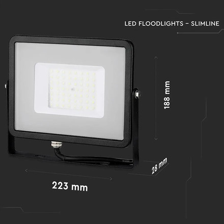 LED Прожектор 50W 3000К SAMSUNG ЧИП Черно Тяло SKU 21406 V-TAC