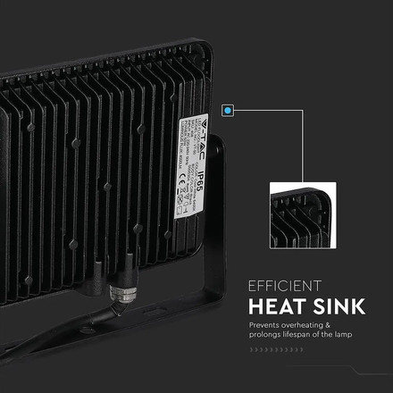 LED Прожектор 50W 3000К SAMSUNG ЧИП Черно Тяло SKU 21406 V-TAC