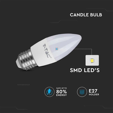 LED Bulb - 4.5W E27 Candle 6500K                                            
