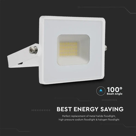 LED Прожектор 20W 4000K Е-Series Бяло Тяло SKU 215950 V-TAC