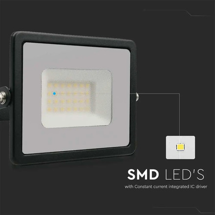 30W LED Floodlight SMD E-Series G2 Black Body 6500K