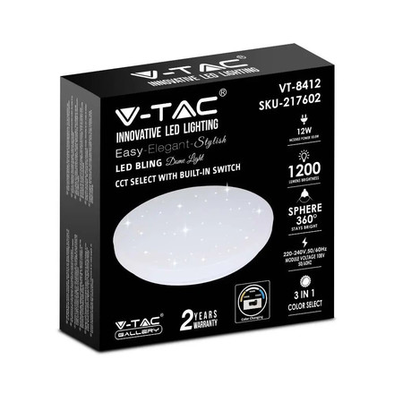 Плафон за таван 12W 3в1 Сменяем Спектър SKU 217602 V-TAC