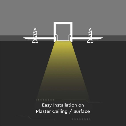 Led Strip Mounting Kit With Diffuser Aluminum Milky Gypsum Narrow 2000MM