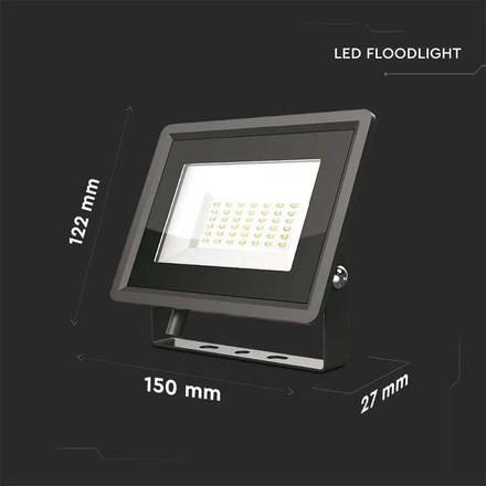 LED Прожектор 30W 6400K Черно Тяло SKU 6745 V-TAC