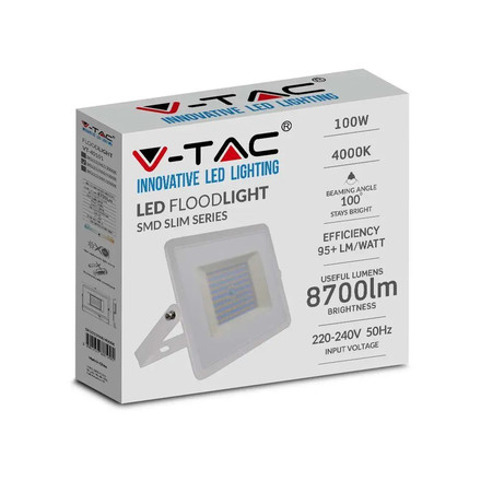 LED Прожектор 100W 4000K Е-Series Бяло Тяло SKU 215968 V-TAC