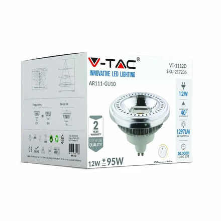 LED Крушка GU10 12W 6000K AR111 Димируема SKU 217236 V-TAC