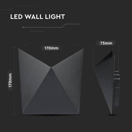 5W LED Wall Light Black Body IP65 3000K