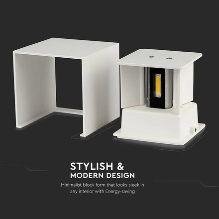 Аплик за стена 12W 3000К Bridgelux Чип Бяла Квадрат SKU 218527 V-TAC