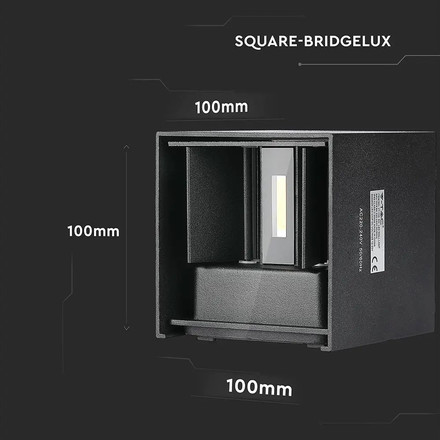 11W LED Wall Lamp With Bridgelux Chip Black 3000K Square