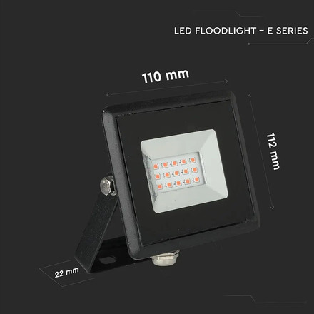 LED Прожектор 10W Червена светлина IP65 E-Series Черно Тяло SKU 5989 V-TAC