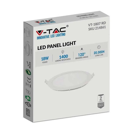 LED Premium Панел 18W - Кръг 4000K SKU 214861 V-TAC