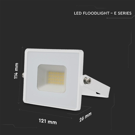 LED Прожектор 20W 3000K Е-Series G2 Бяло Тяло SKU 215949 V-TAC
