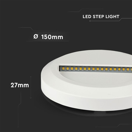 LED Осветление За Стъпала 2W 4000K Кръг Бяло Тяло SKU 211314 V-TAC