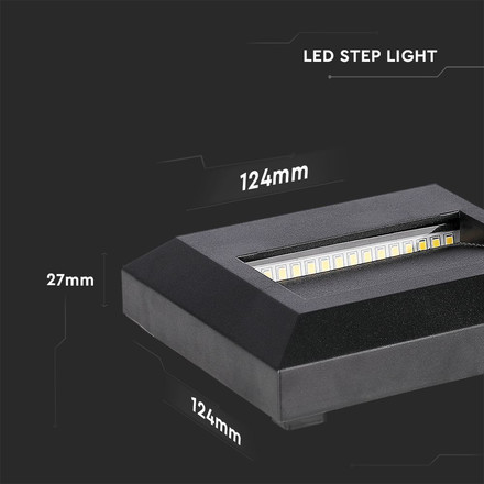 LED Осветление За Стъпала 2W 4000K Квадрат Черно Тяло SKU 211322 V-TAC