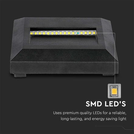 LED Осветление За Стъпала 2W 3000K Квадрат Черно Тяло SKU 211323 V-TAC