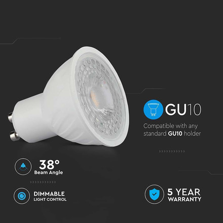 LED Spotlight SAMSUNG CHIP - GU10 6W  Ripple Plastic 38° Dimmable 6400K