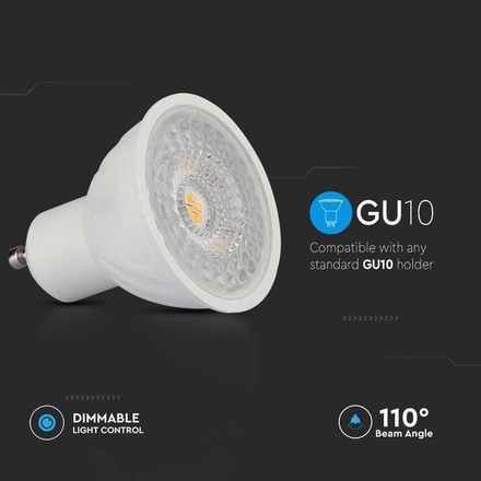LED Крушка GU10 6W 6400K 110 градуса Димираща SAMSUNG ЧИП SKU 21200 V-TAC