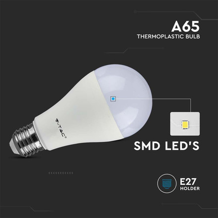 LED Крушка Е27 15W 6400К A60 блистер от 3 броя SKU 212818 V-TAC