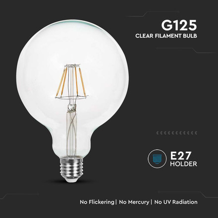 LED Bulb - 10W Filament  E27 G125 Clear Cover  4000K