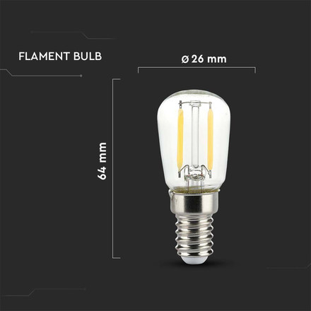LED Крушка E14 2W 6400K Филамент ST26 SKU 214446 V-TAC