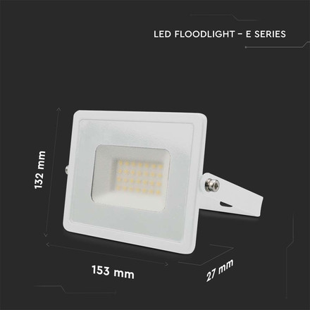 LED Прожектор 30W 3000K Е-Series G2 Бяло Тяло SKU 215955 V-TAC