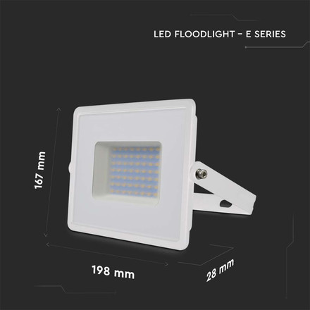 LED Прожектор 50W 3000K Е-Series G2 Бяло Тяло SKU 215961 V-TAC