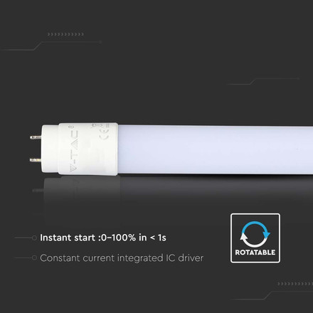 LED Пура T8 10W 6400К 60 см Nano Пластик Без Ротационна SKU 216394 V-TAC