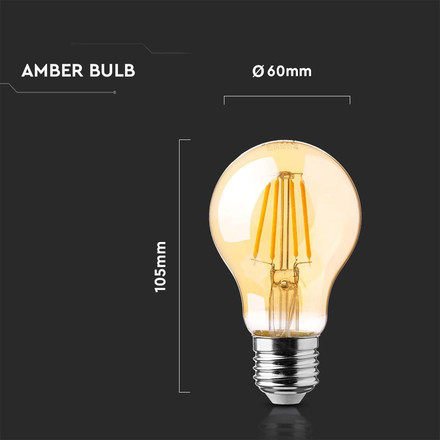 LED Bulb - 12W Filament E27 A60 Amber Cover 2200K