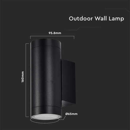 Стенна лампа за фасада GU10 Кръг Черна SKU 2971 V-TAC