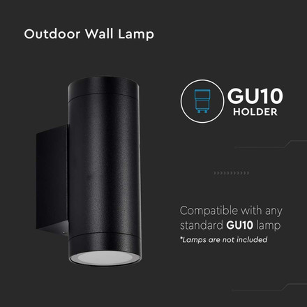 Стенна лампа за фасада GU10 Кръг Черна SKU 2971 V-TAC