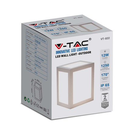 Аплик за стена 12W 4000K Бяло Тяло SKU 218335 V-TAC