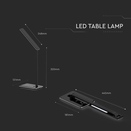 LED Настолна Лампа с безжично зарядно за GSM 4W 3 в 1 Сменяем Спектър Черна Правоъгълна Основа SKU 218600 V-TAC