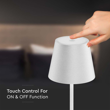 2W Led Table Lamp (4400mA Battery) IP54 White Body 3000K