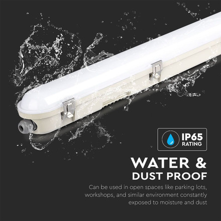 LED Waterproof Fitting SAMSUNG CHIP - 120CM 36W Sensor Milky Cover + SS Clips 4000K