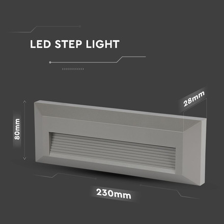 LED Осветление За Стъпала 3W 4000K IP20 Сиво Тяло Кръг SKU 211330 V-TAC