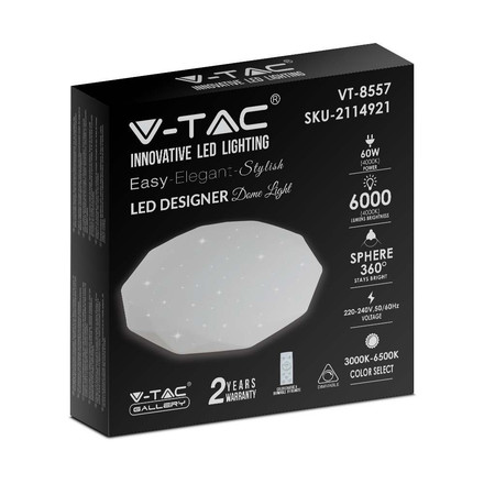 LED Плафон С Дистанционно 30W-60W-30W 3 в 1 Сменяем Спектър Диамант SKU 2114921 V-TAC