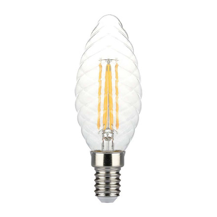 LED Крушка E14 4W 3000K Филамент Кендъл Спирала Димиращa SKU 214367 V-TAC