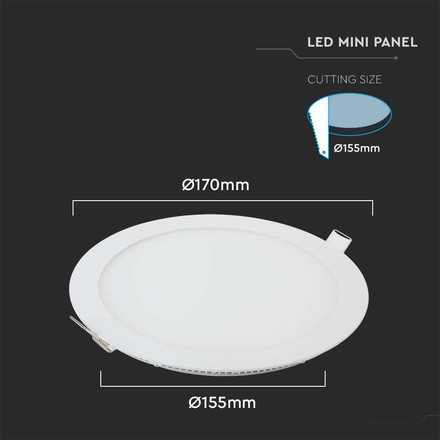 LED Панел 12W 3000К Кръг SKU 214857 V-TAC