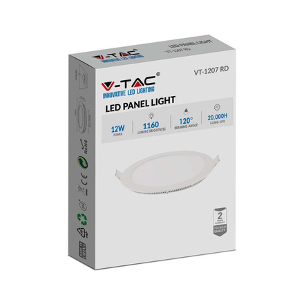 LED Панел 12W 4000К Кръг SKU 214858 V-TAC